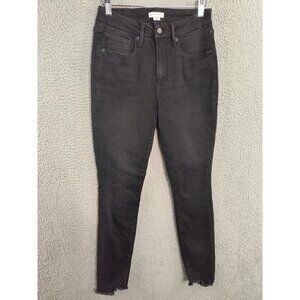 Good American Jeans Size 6/28 Black Legs Raw Hem Crop Skinny Classic High Rise